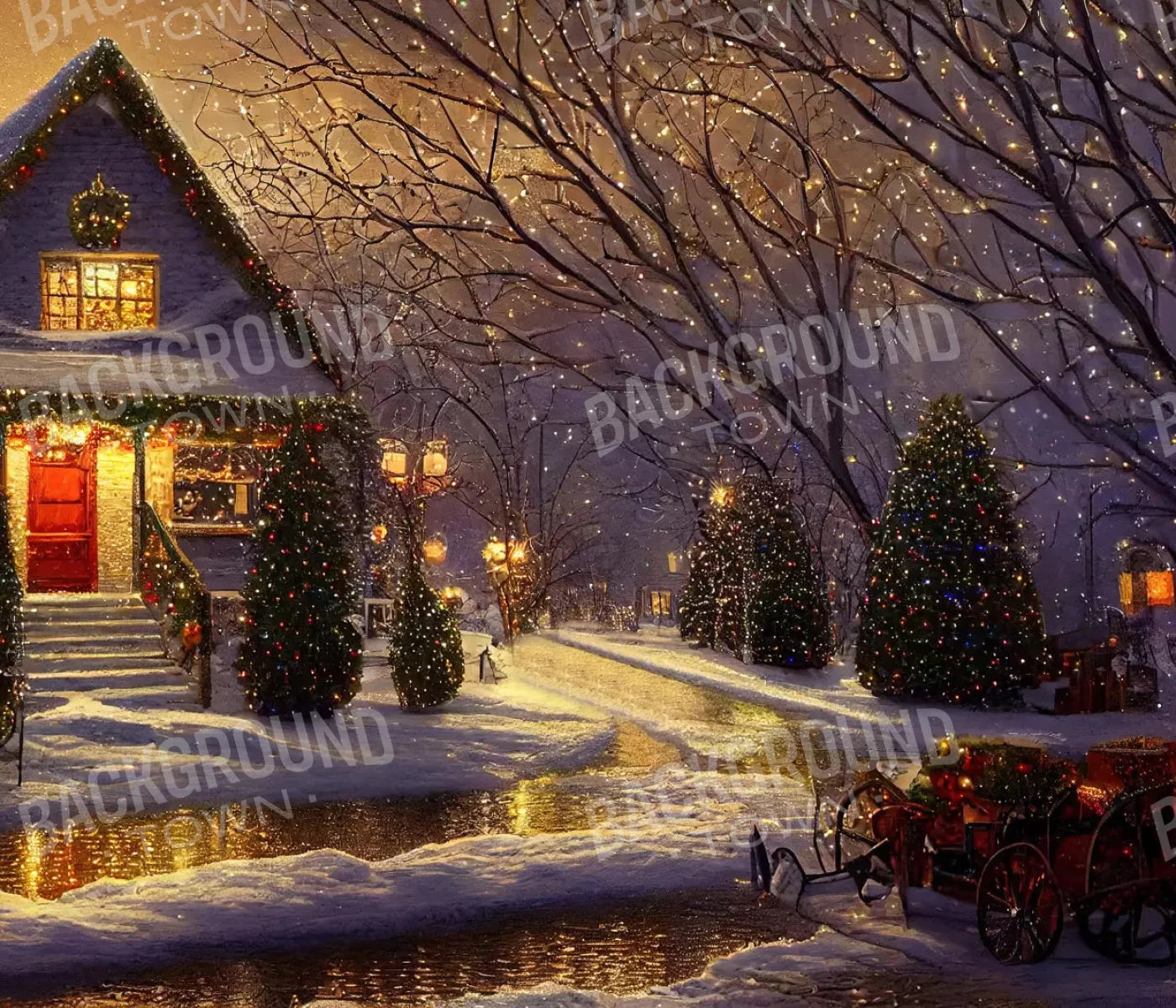 Christmas Eve 12X10 Ultracloth ( 144 X 120 Inch ) Backdrop