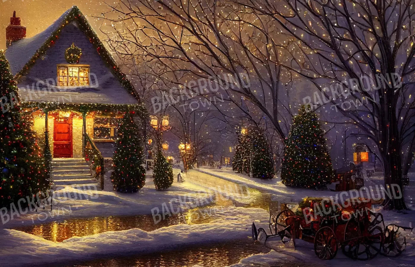 Christmas Eve 12X8 Ultracloth ( 144 X 96 Inch ) Backdrop