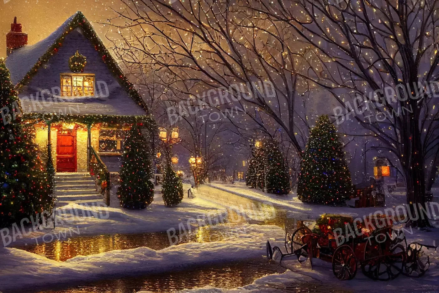 Christmas Eve 8X5 Ultracloth ( 96 X 60 Inch ) Backdrop