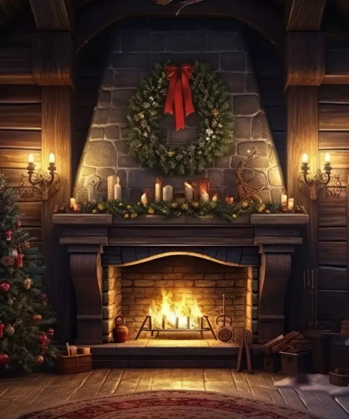 Christmas Eve Cabin I 10’X12’ Ultracloth (120 X 144 Inch) Backdrop