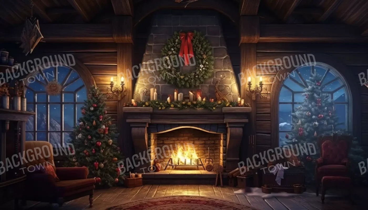 Christmas Eve Cabin I 14’X8’ Ultracloth (168 X 96 Inch) Backdrop