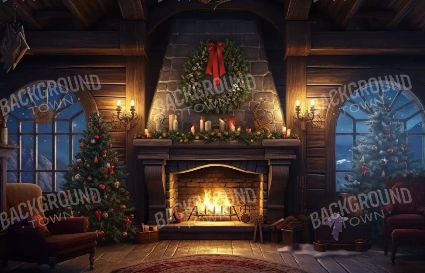 Christmas Eve Cabin I 14’X9’ Ultracloth (168 X 108 Inch) Backdrop