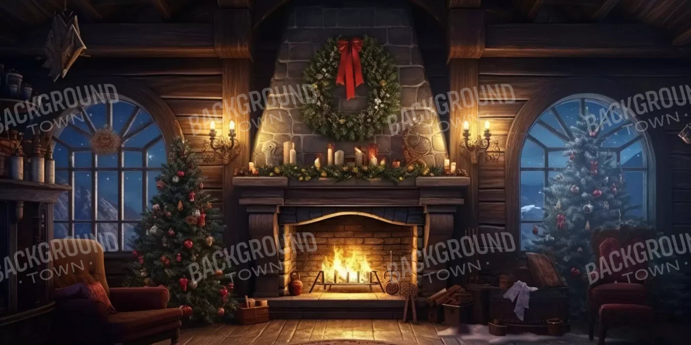 Christmas Eve Cabin I 16’X8’ Ultracloth (192 X 96 Inch) Backdrop