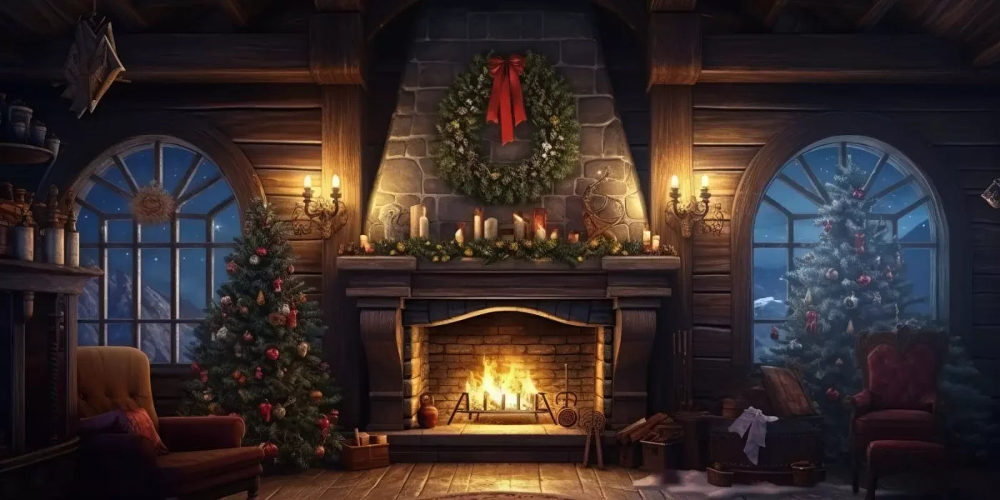 Christmas Eve Cabin I 20’X10’ Ultracloth (240 X 120 Inch) Backdrop