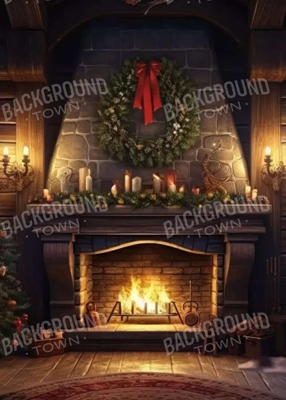 Christmas Eve Cabin I 5’X7’ Ultracloth (60 X 84 Inch) Backdrop