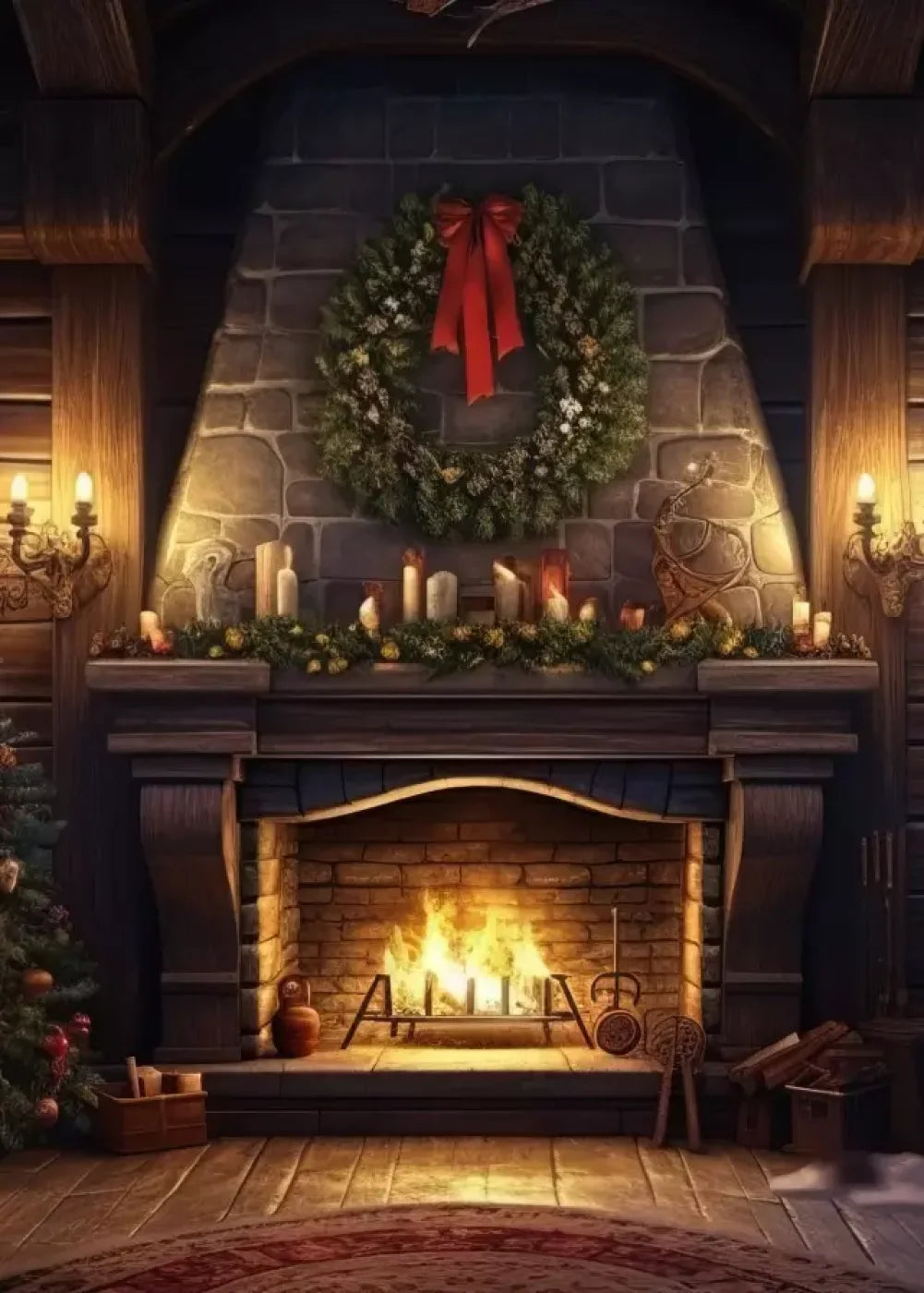 Christmas Eve Cabin I 5’X7’ Ultracloth (60 X 84 Inch) Backdrop