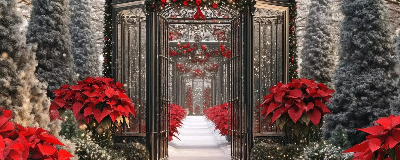 Christmas Garden Painterly 20’X8’ Ultracloth (240 X 96 Inch) Backdrop