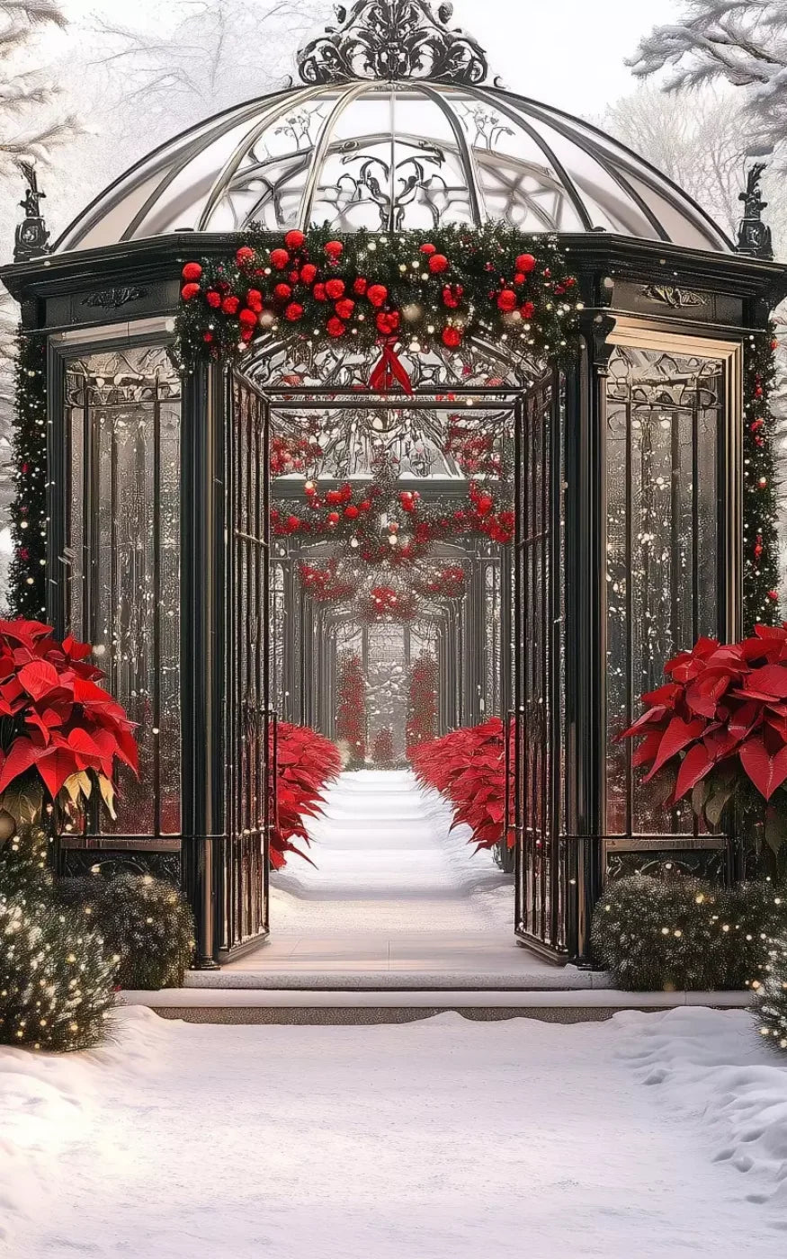 Christmas Garden Painterly 5’X8’ Ultracloth (60 X 96 Inch) Backdrop