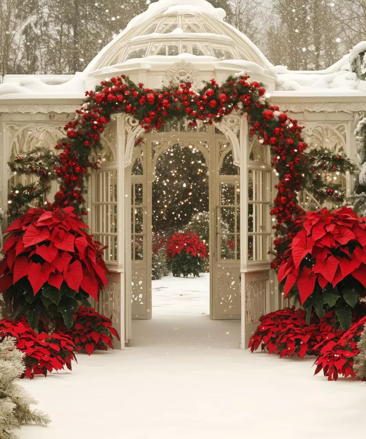 Christmas Garden Painterly I 10’X12’ Ultracloth (120 X 144 Inch) Backdrop