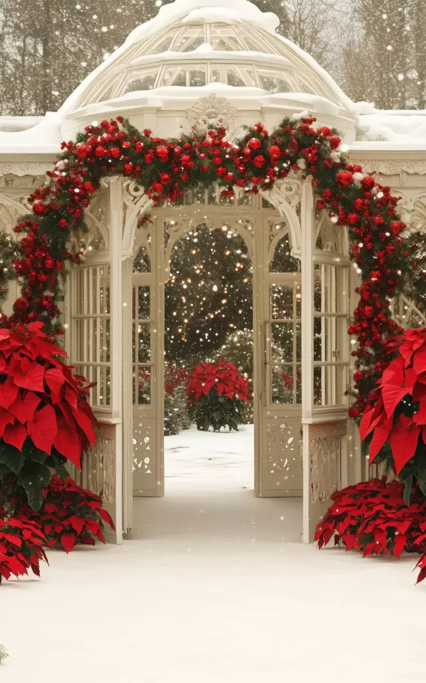 Christmas Garden Painterly I 10’X16’ Ultracloth (120 X 192 Inch) Backdrop