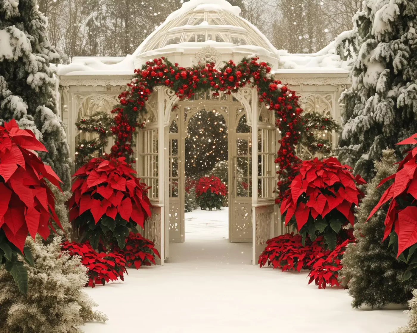 Christmas Garden Painterly I 10’X8’ Fleece (120 X 96 Inch) Backdrop