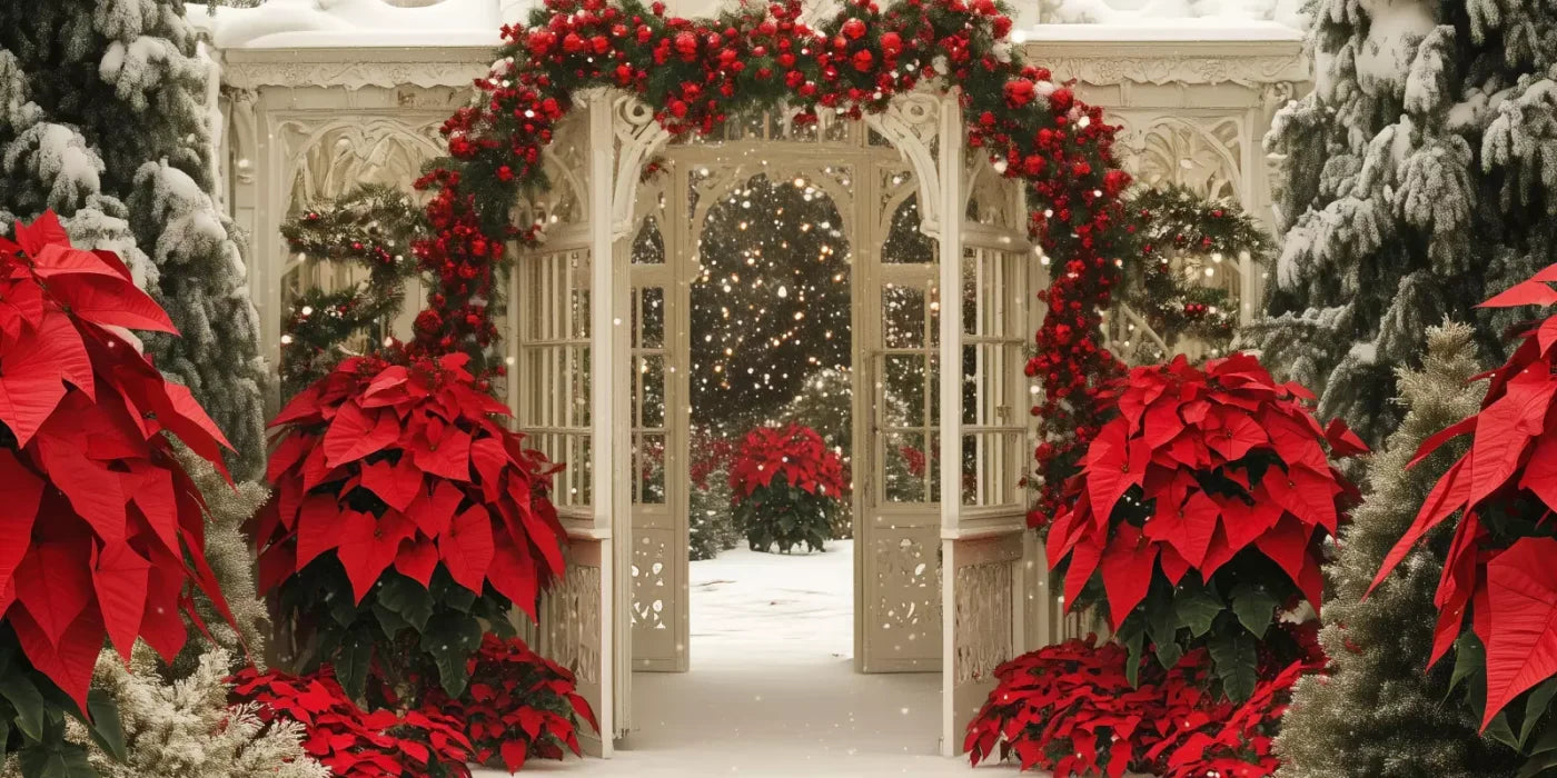 Christmas Garden Painterly I 16’X8’ Ultracloth (192 X 96 Inch) Backdrop
