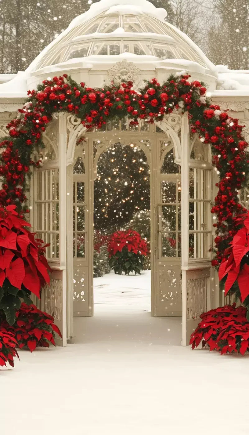Christmas Garden Painterly I 8’X14’ Ultracloth (96 X 168 Inch) Backdrop