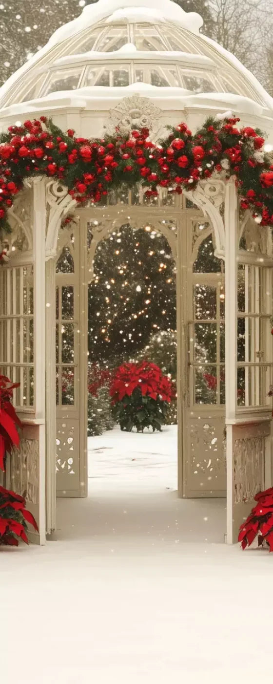 Christmas Garden Painterly I 8’X20’ Ultracloth (96 X 240 Inch) Backdrop