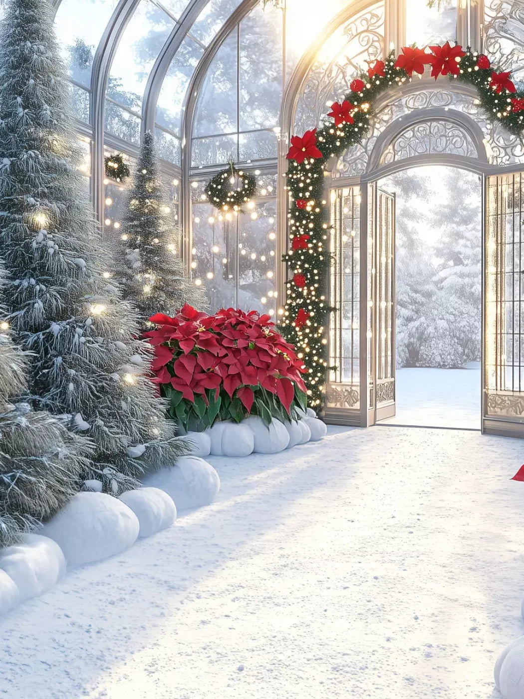Christmas Greenhouse 6’X8’ Fleece (72 X 96 Inch) Backdrop