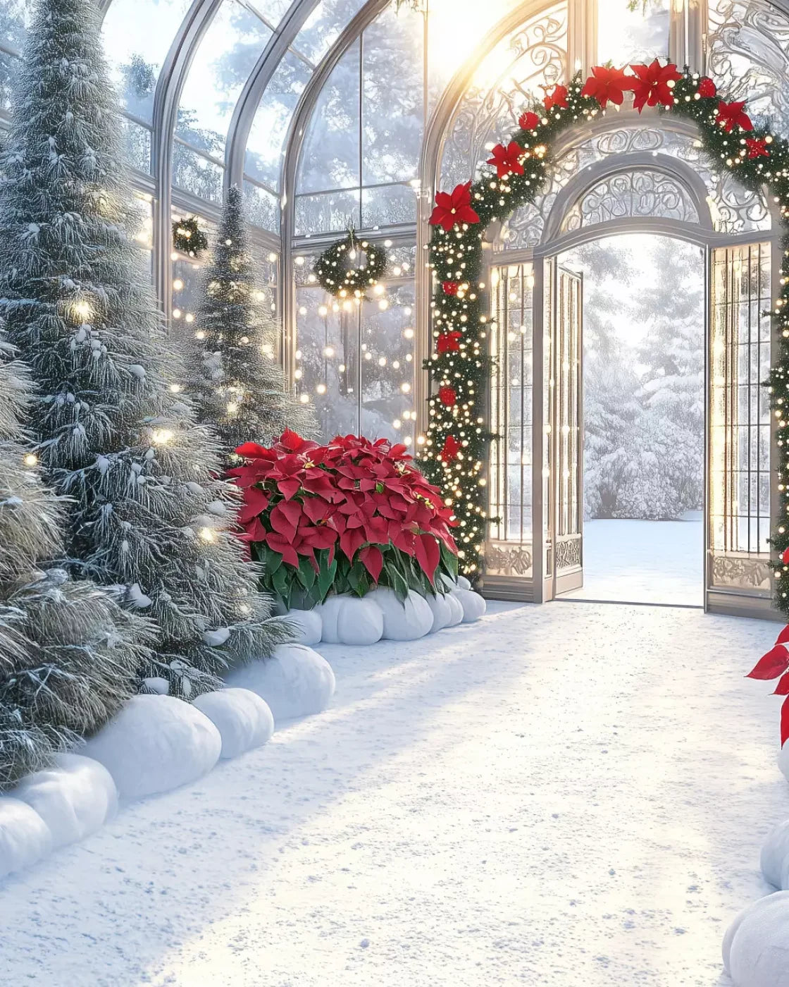Christmas Greenhouse 8’X10’ Fleece (96 X 120 Inch) Backdrop