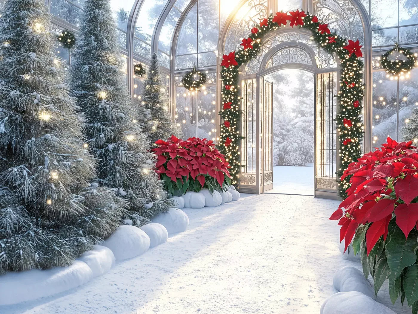 Christmas Greenhouse 8’X6’ Fleece (96 X 72 Inch) Backdrop