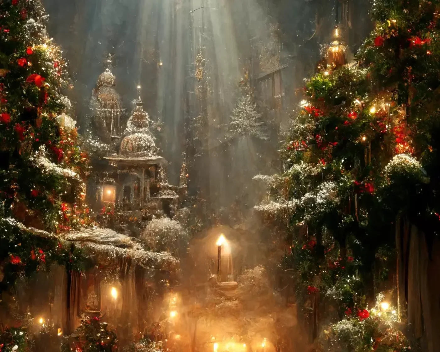 Christmas Grotto 10’X8’ Fleece (120 X 96 Inch) Backdrop