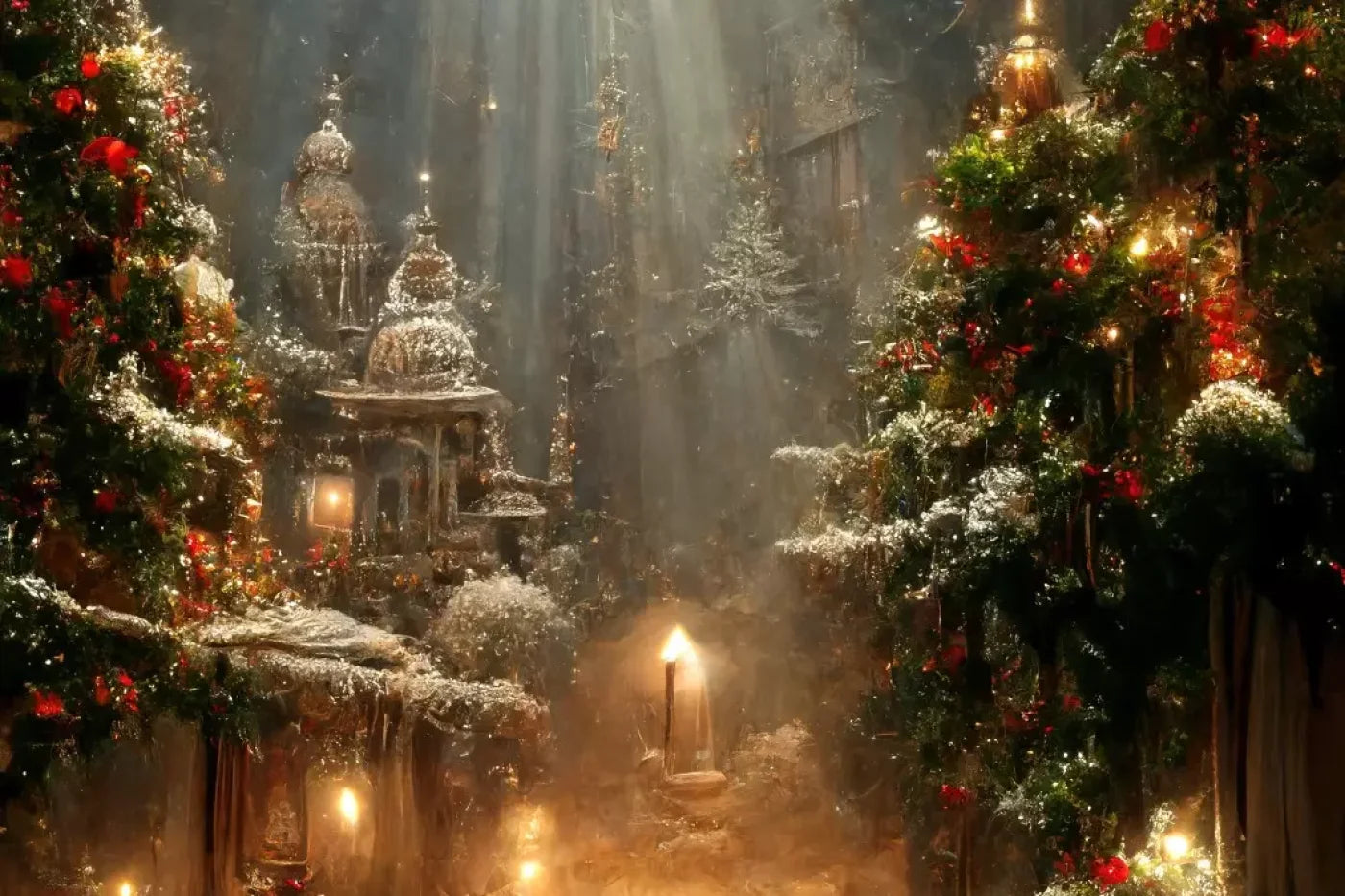 Christmas Grotto 12’X8’ Ultracloth (144 X 96 Inch) Backdrop