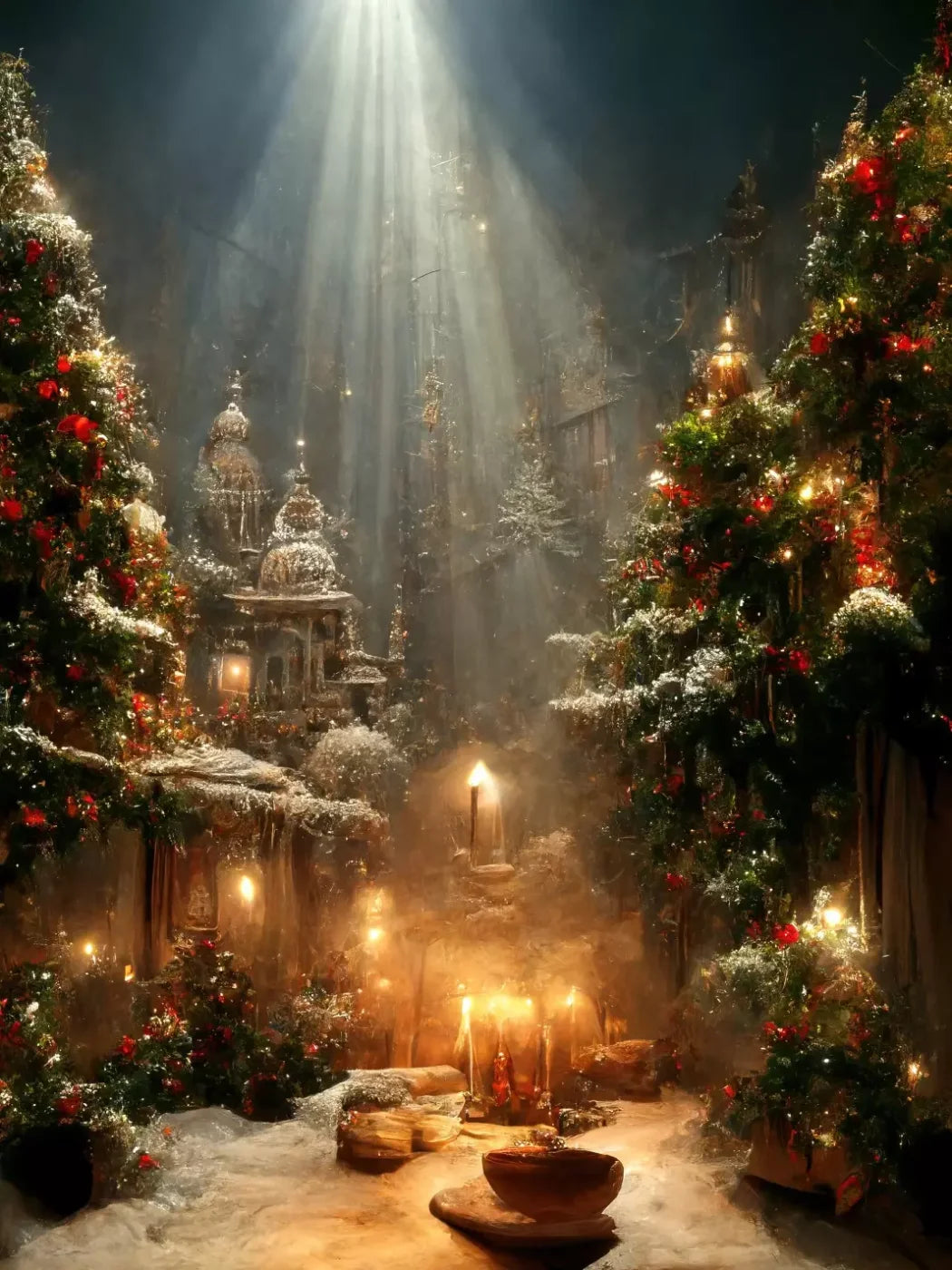 Christmas Grotto 6’X8’ Fleece (72 X 96 Inch) Backdrop