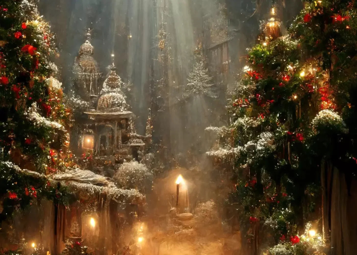 Christmas Grotto 7’X5’ Ultracloth (84 X 60 Inch) Backdrop