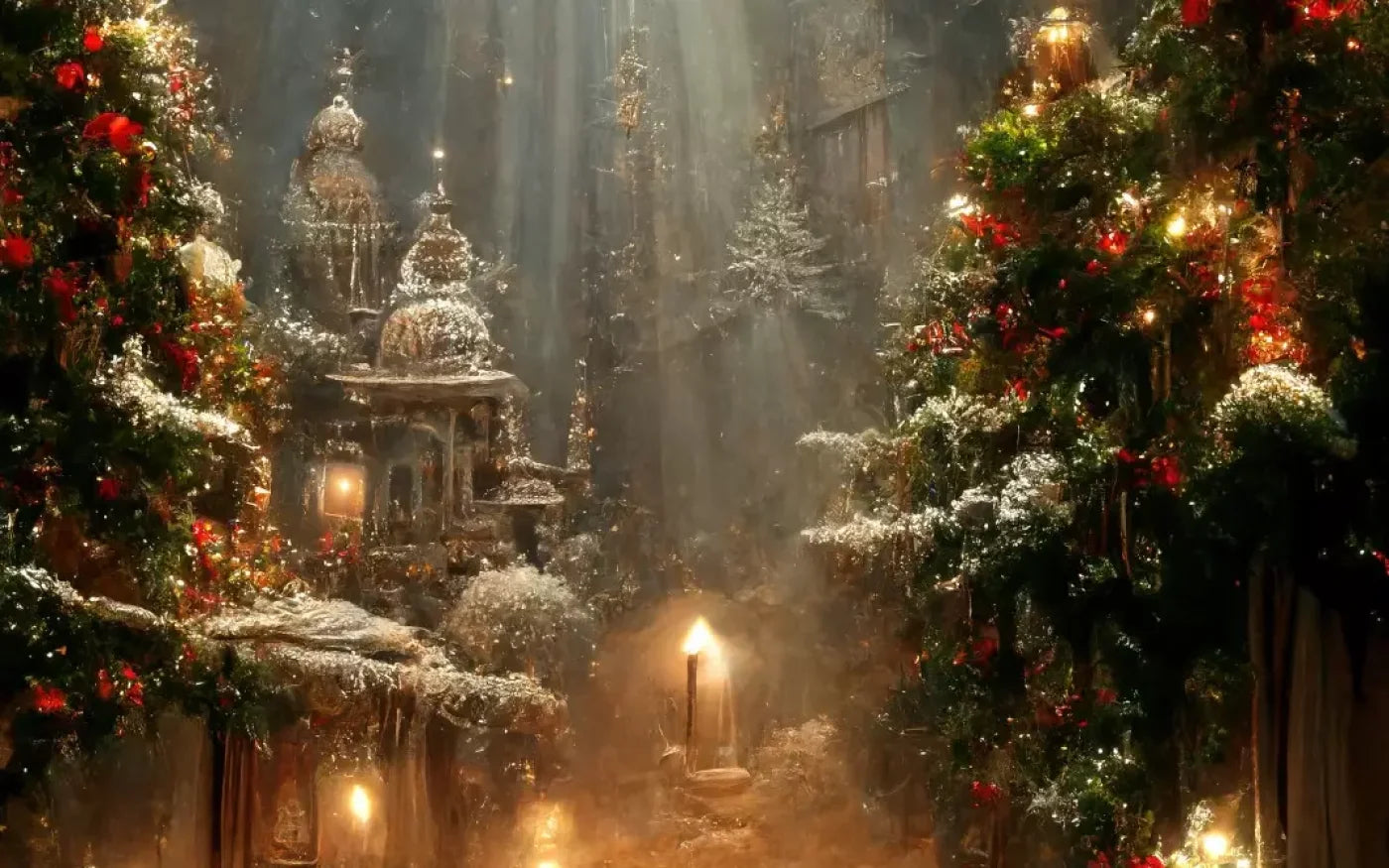 Christmas Grotto 8’X5’ Ultracloth (96 X 60 Inch) Backdrop