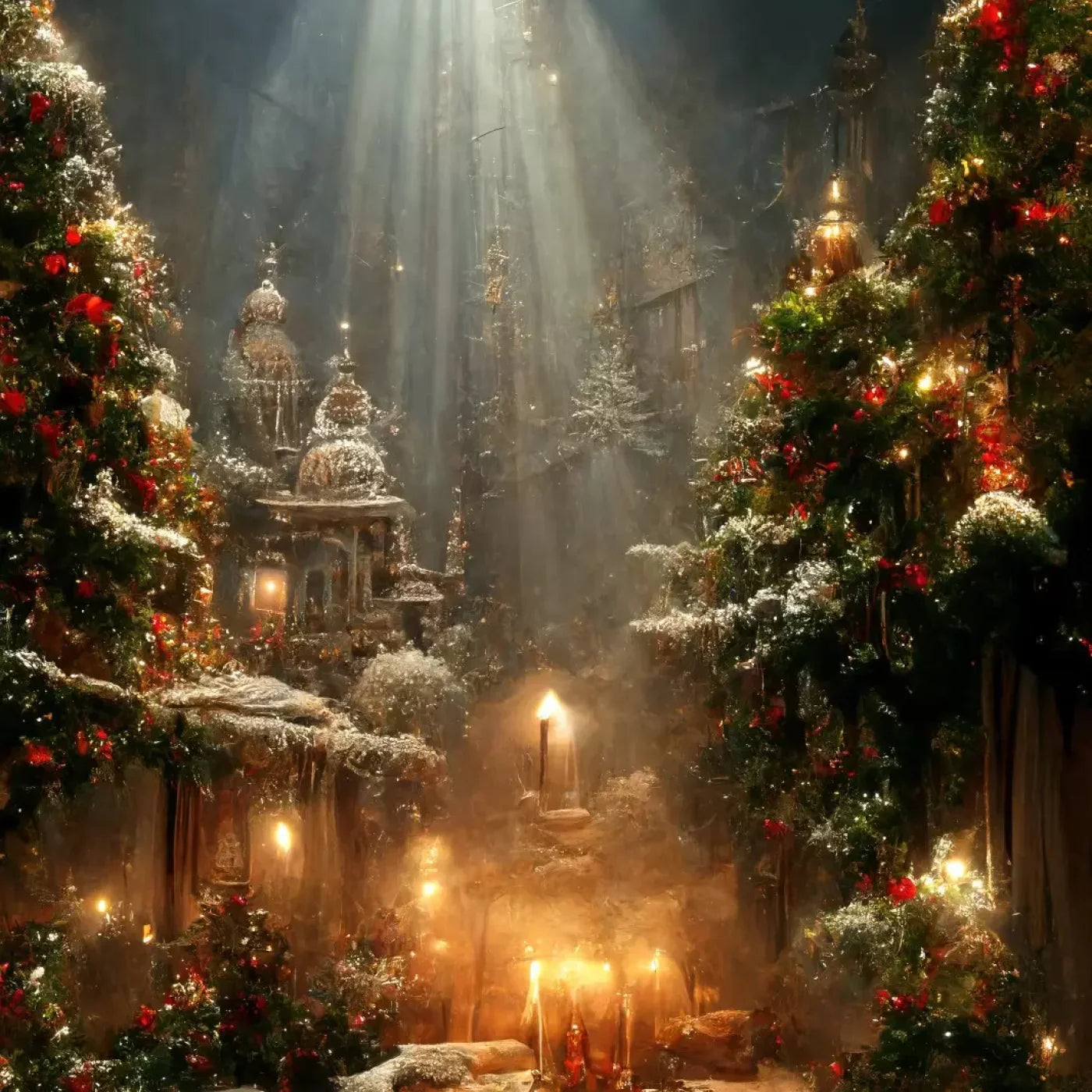 Christmas Grotto 8’X8’ Fleece (96 X Inch) Backdrop