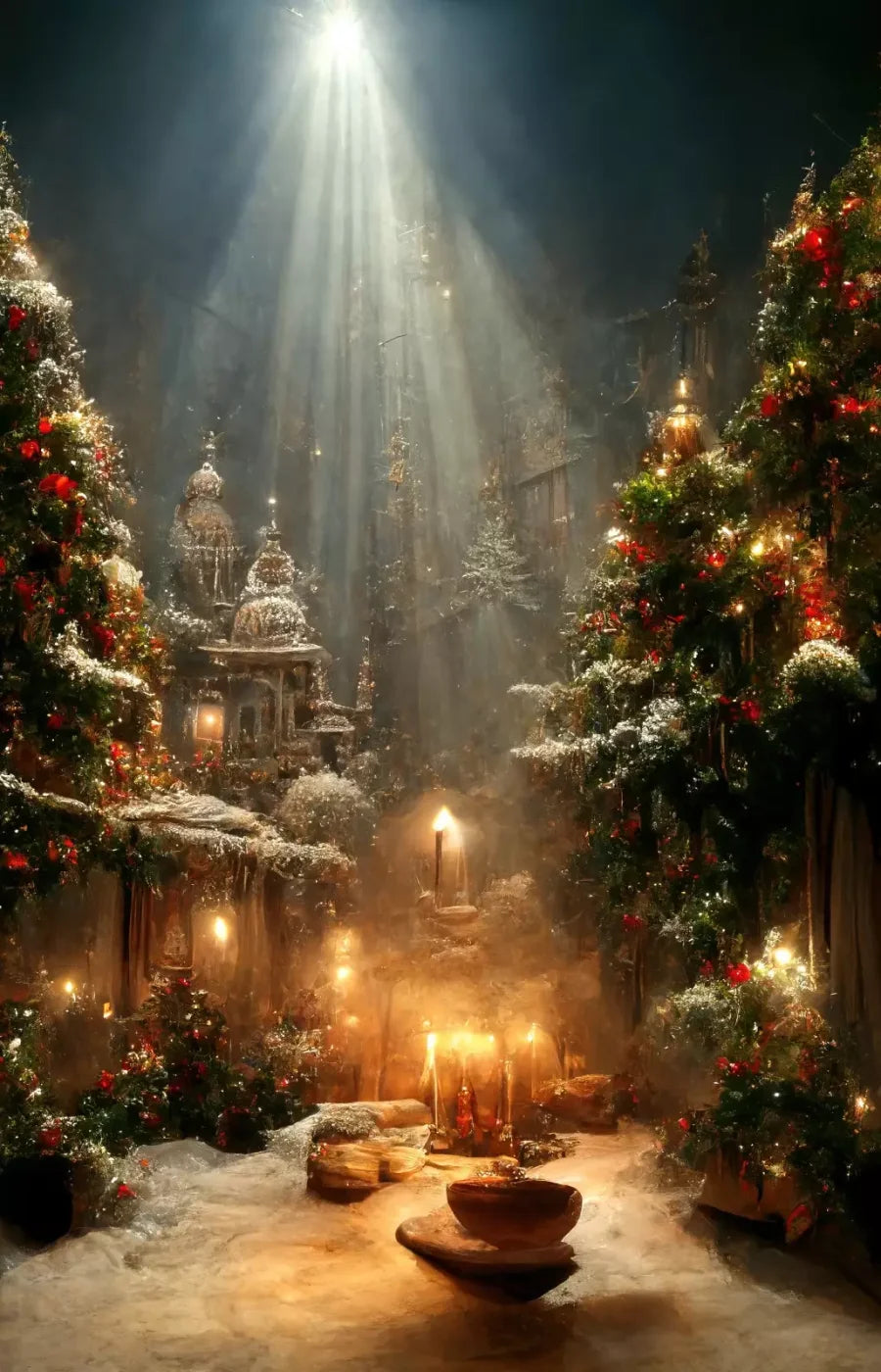 Christmas Grotto 9’X14’ Ultracloth (108 X 168 Inch) Backdrop