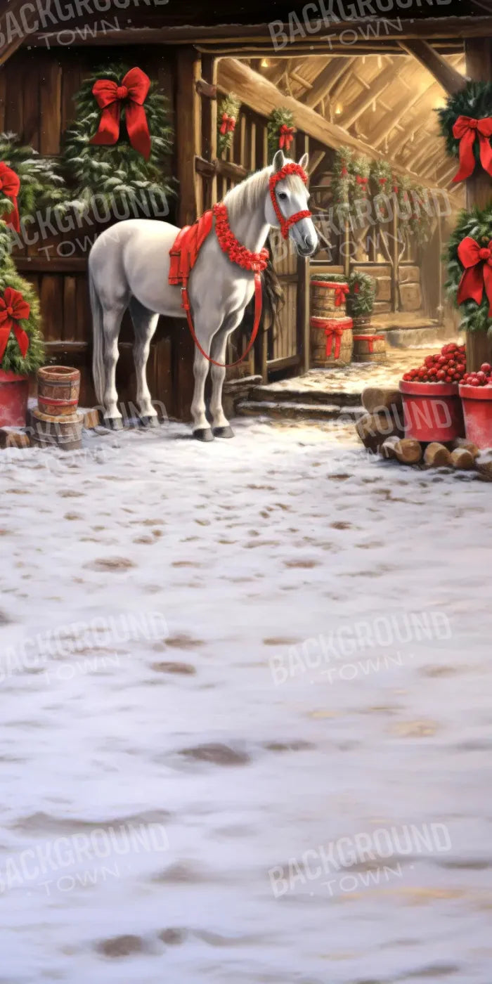 Christmas Horse Sweep 8’x16’ UltraCloth (96 x 192 inch) Backdrop