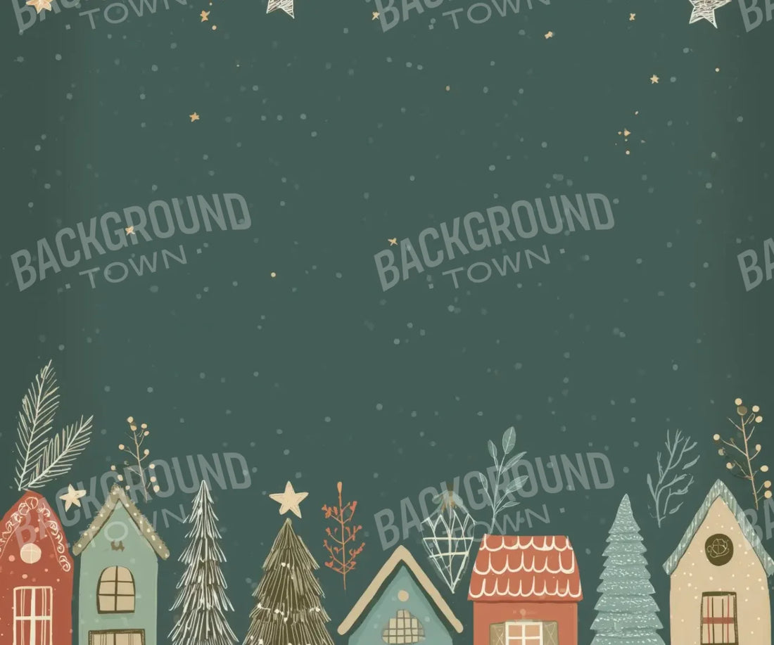 Christmas Houses Clipart 5’x4’2 Fleece (60 x 50 inch) Backdrop