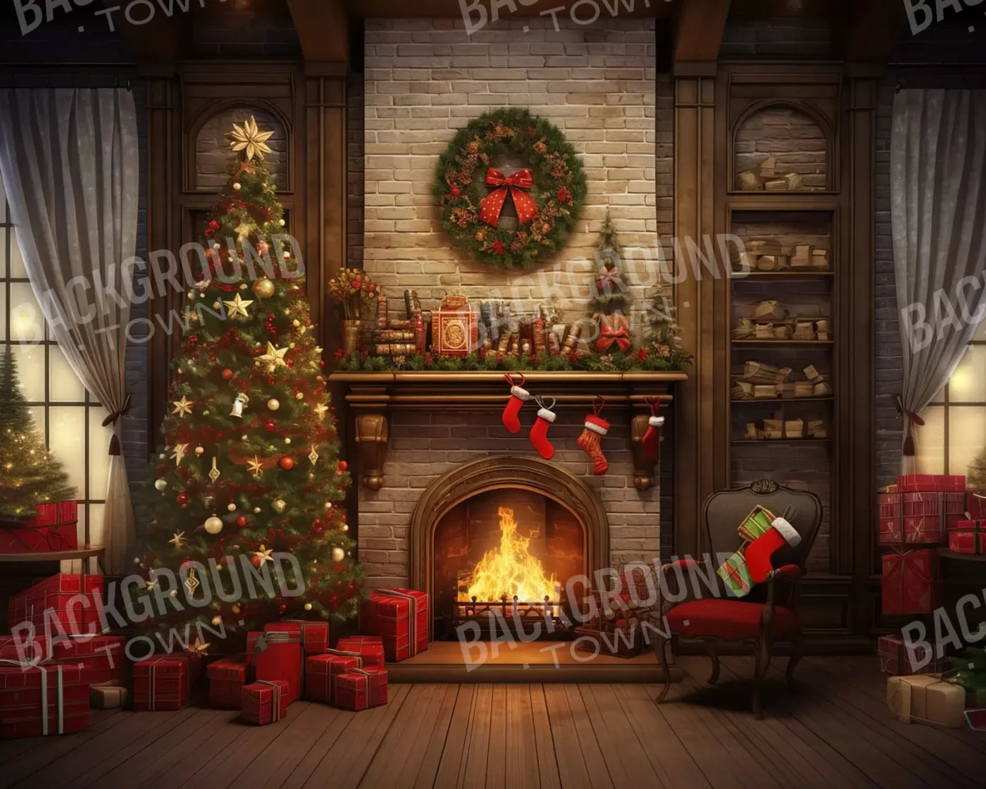 Christmas In Hometown 10’X8’ Fleece (120 X 96 Inch) Backdrop