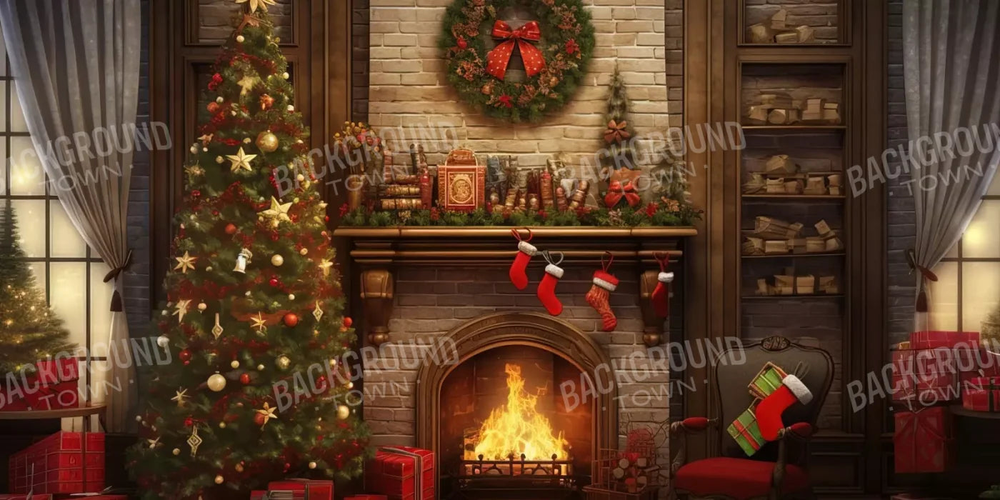 Christmas In Hometown 16’X8’ Ultracloth (192 X 96 Inch) Backdrop