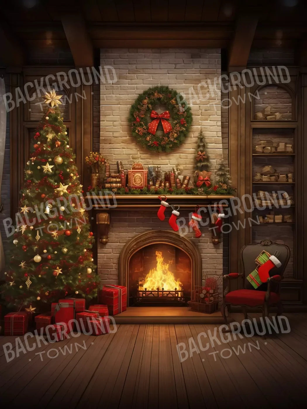 Christmas In Hometown 6’X8’ Fleece (72 X 96 Inch) Backdrop