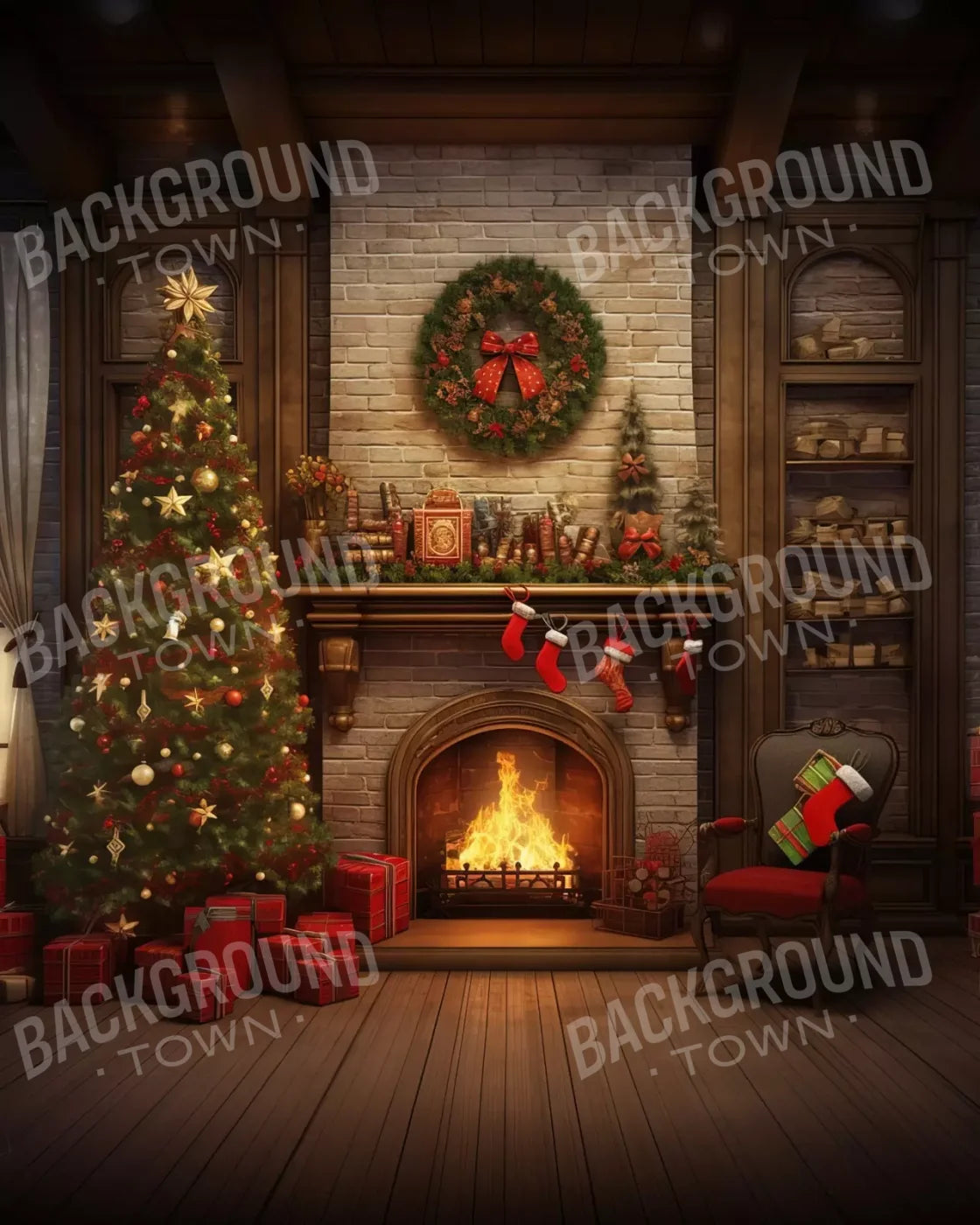 Christmas In Hometown 8’X10’ Fleece (96 X 120 Inch) Backdrop