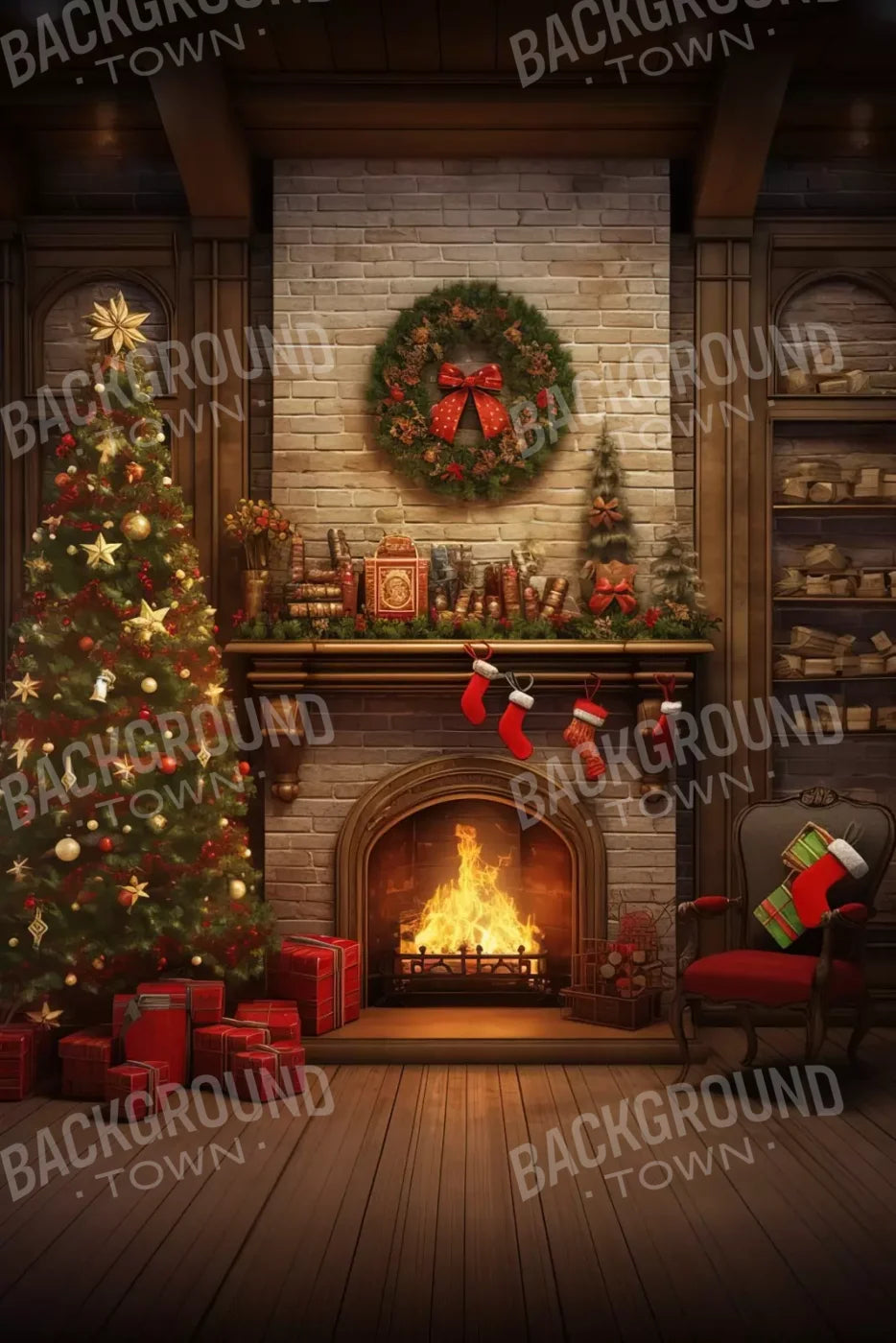 Christmas In Hometown 8’X12’ Ultracloth (96 X 144 Inch) Backdrop