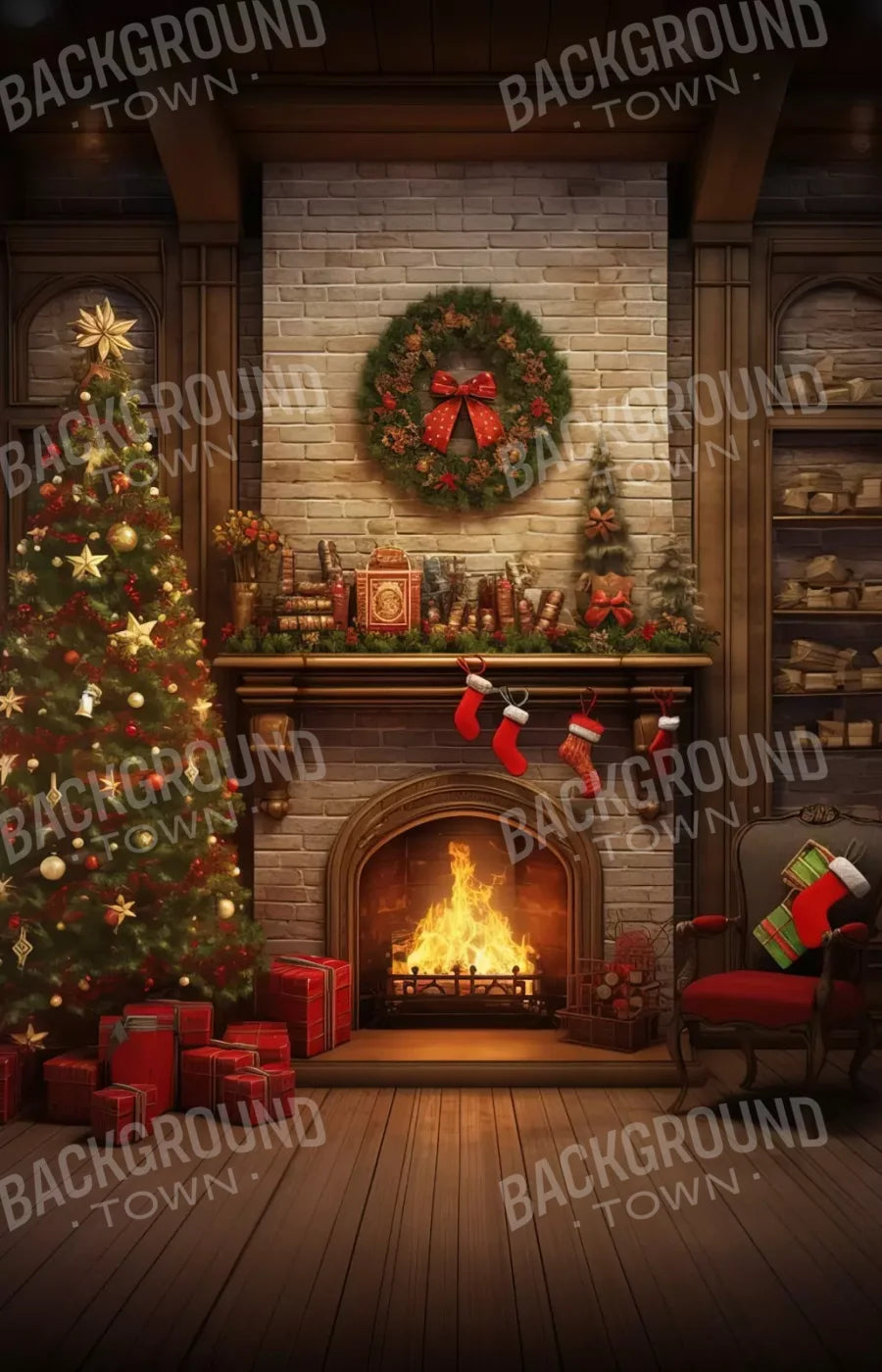 Christmas In Hometown 9’X14’ Ultracloth (108 X 168 Inch) Backdrop