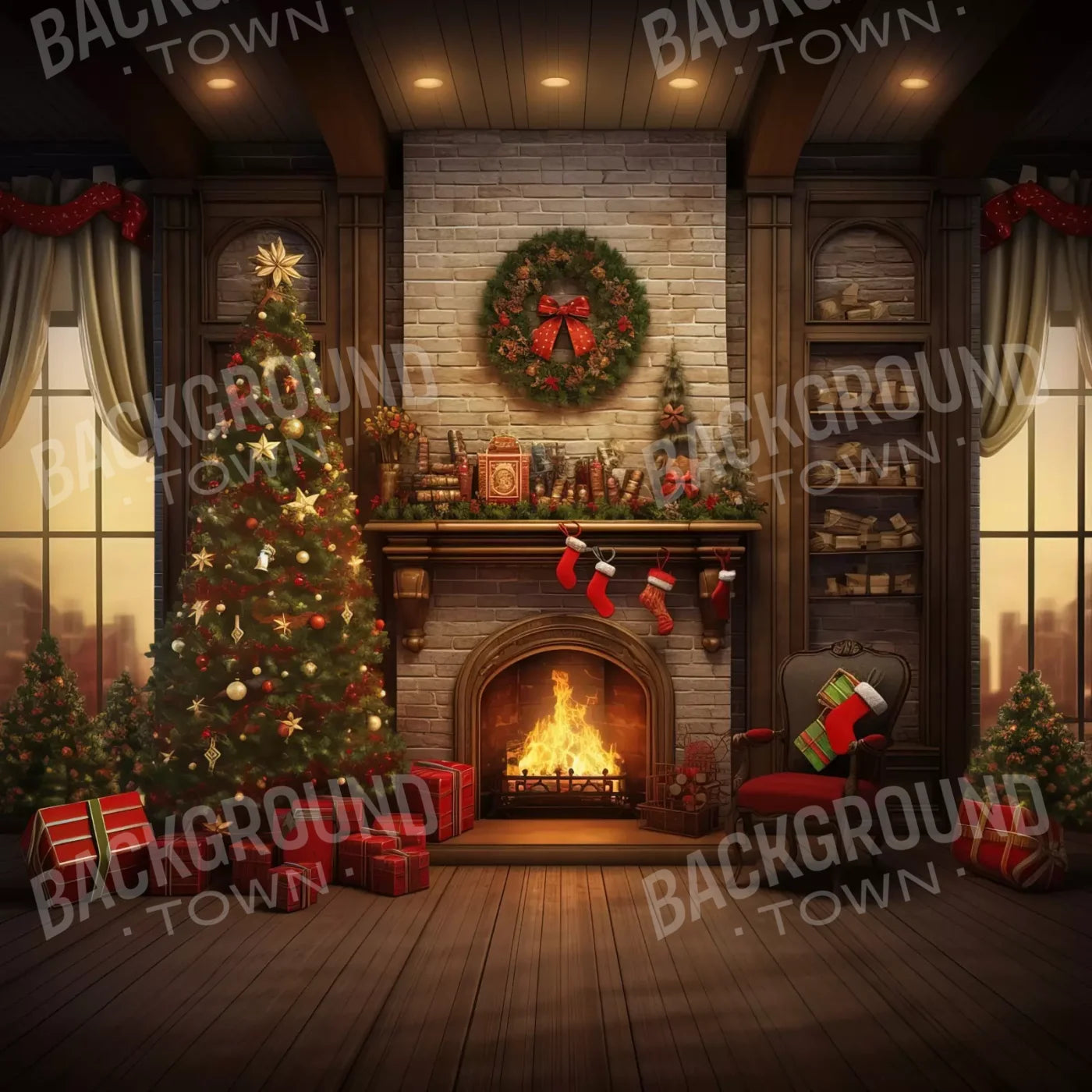 Christmas In The City 10’X10’ Ultracloth (120 X Inch) Backdrop