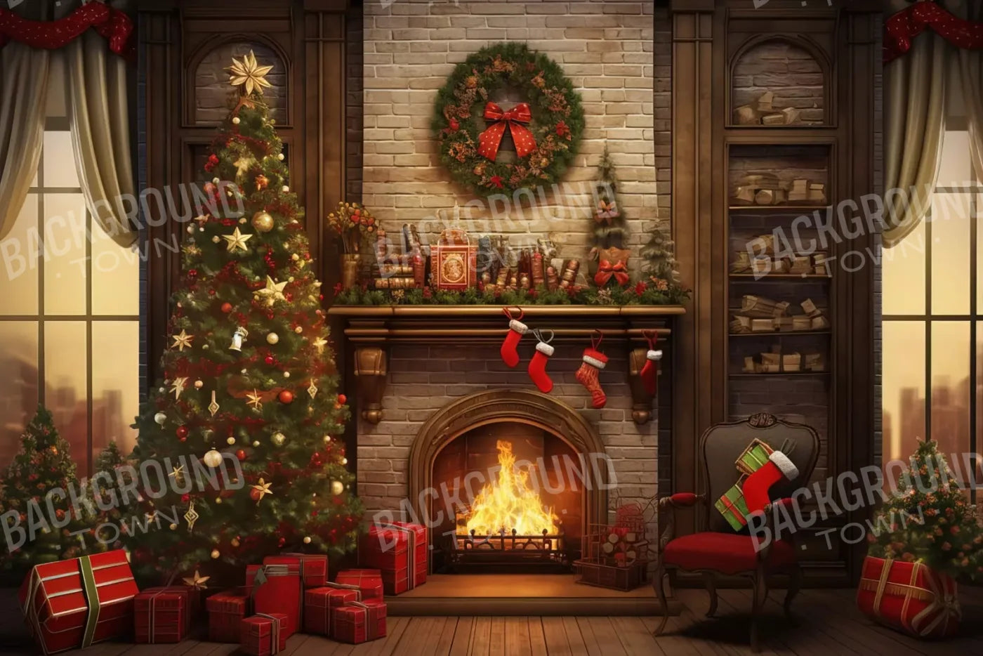 Christmas In The City 12’X8’ Ultracloth (144 X 96 Inch) Backdrop