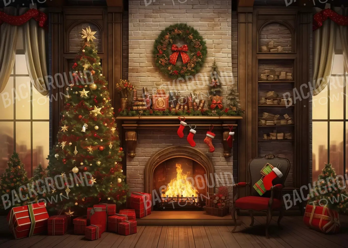 Christmas In The City 7’X5’ Ultracloth (84 X 60 Inch) Backdrop