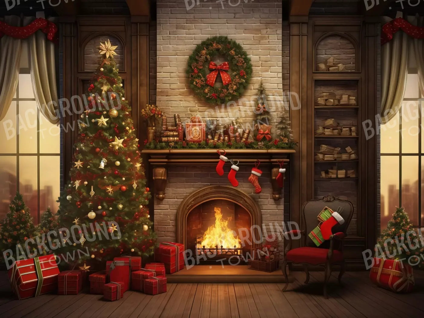 Christmas In The City 8’X6’ Fleece (96 X 72 Inch) Backdrop