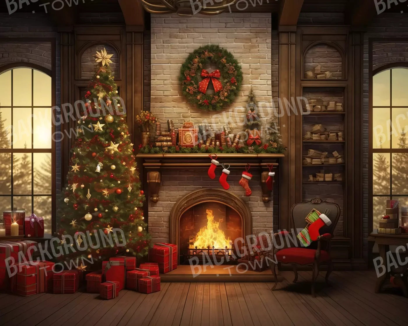 Christmas In The Woods 10’X8’ Fleece (120 X 96 Inch) Backdrop