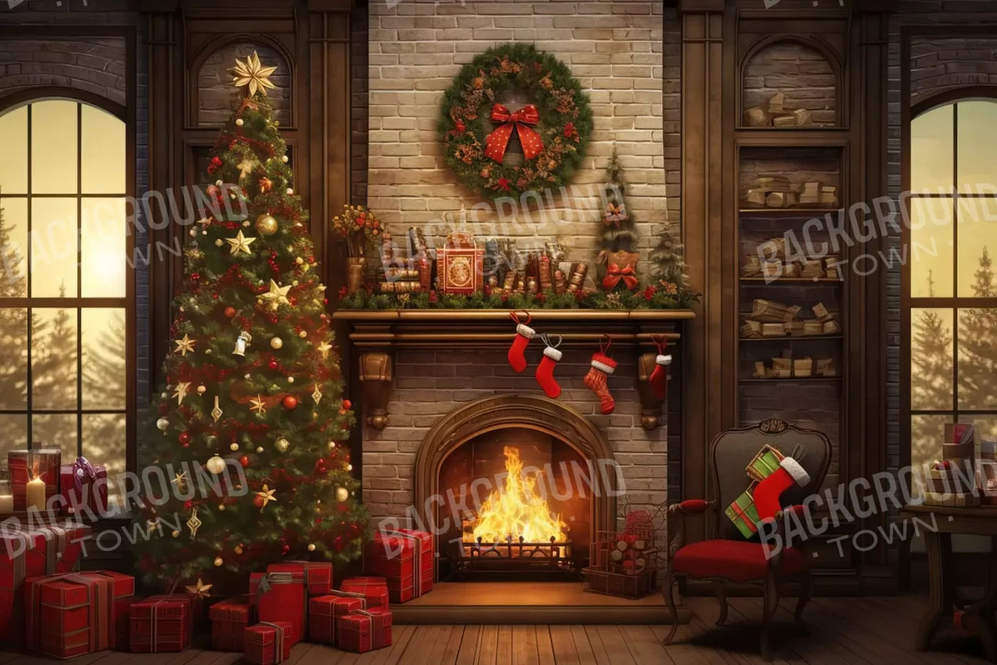 Christmas In The Woods 12’X8’ Ultracloth (144 X 96 Inch) Backdrop