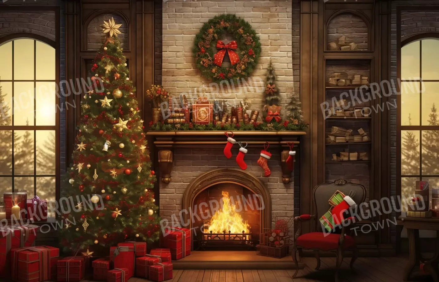 Christmas In The Woods 14’X9’ Ultracloth (168 X 108 Inch) Backdrop