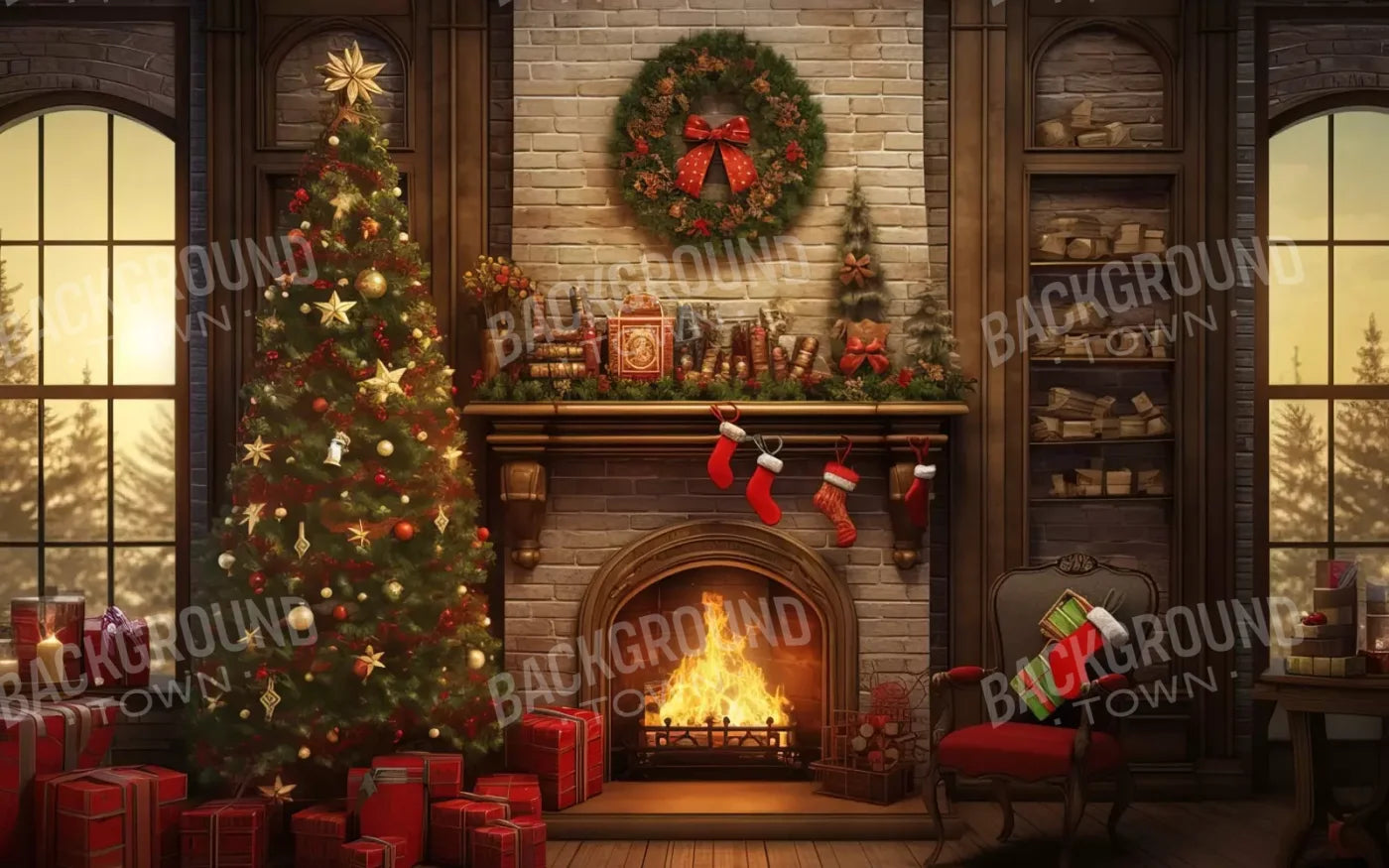 Christmas In The Woods 16’X10’ Ultracloth (192 X 120 Inch) Backdrop