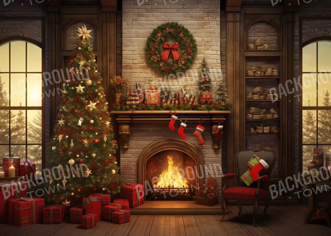 Christmas In The Woods 7’X5’ Ultracloth (84 X 60 Inch) Backdrop