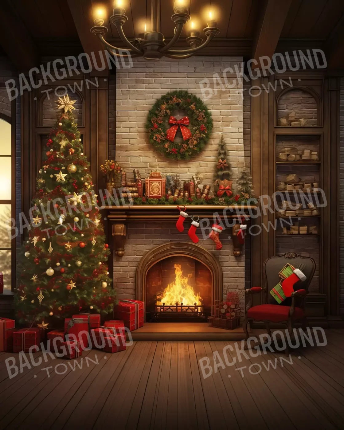 Christmas In The Woods 8’X10’ Fleece (96 X 120 Inch) Backdrop