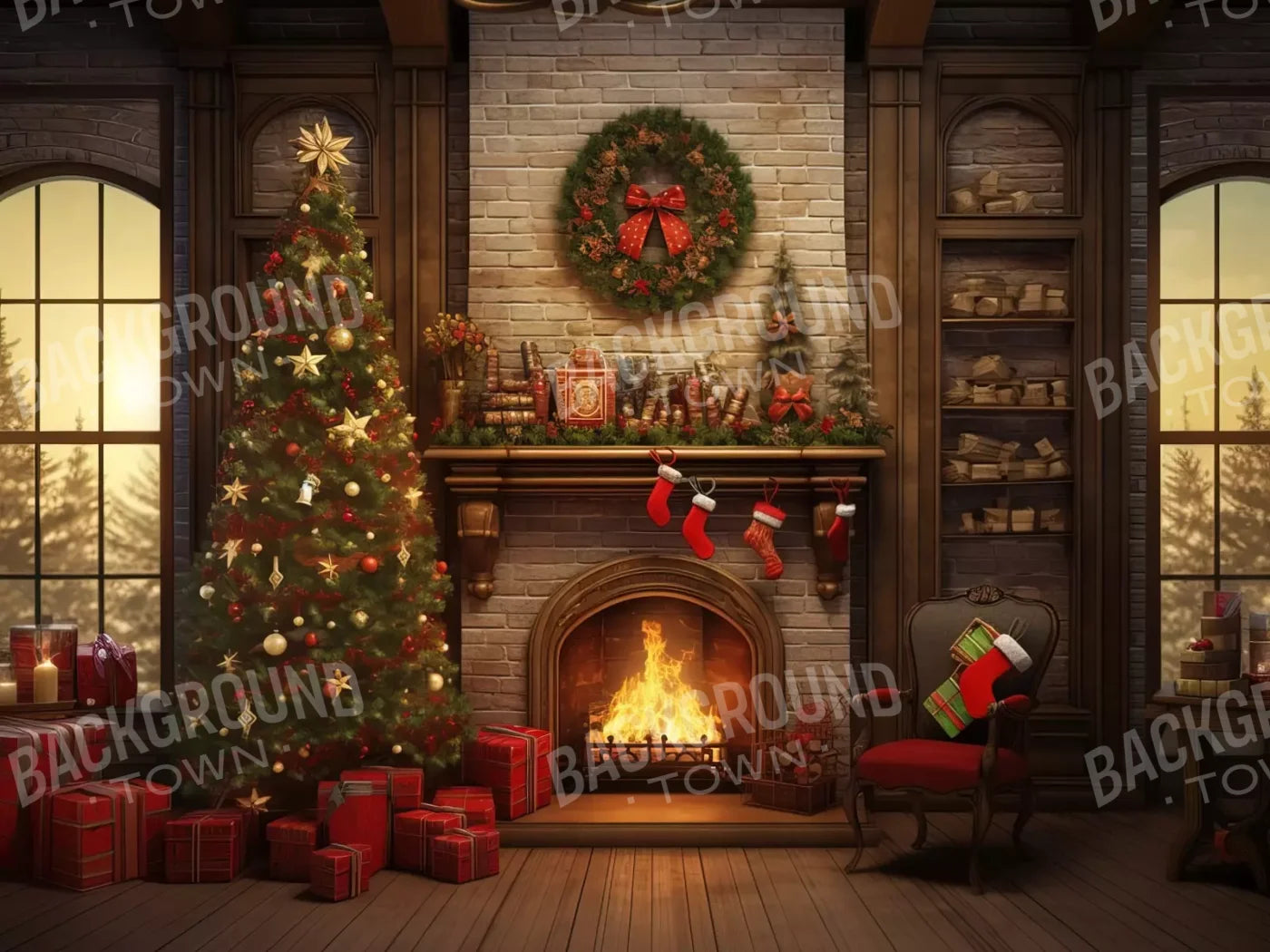 Christmas In The Woods 8’X6’ Fleece (96 X 72 Inch) Backdrop