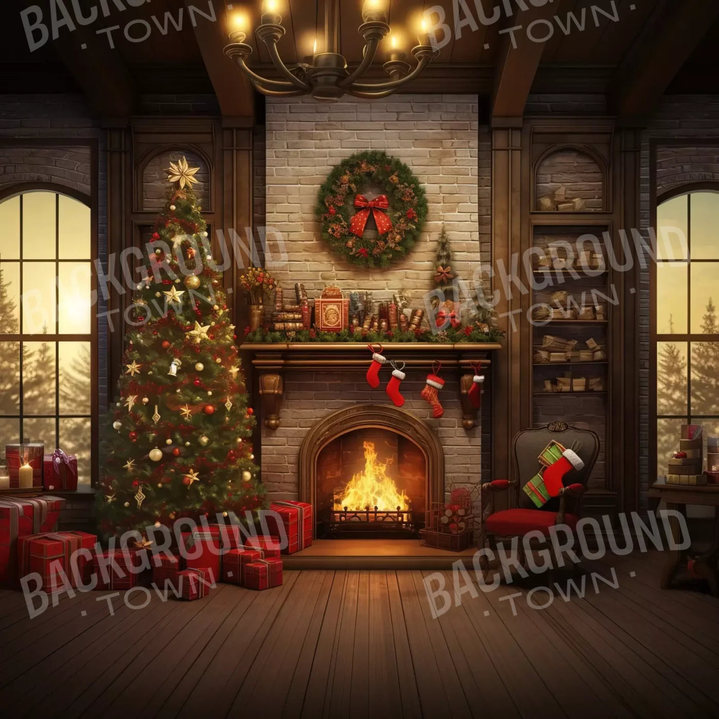 Christmas In The Woods 8’X8’ Fleece (96 X Inch) Backdrop