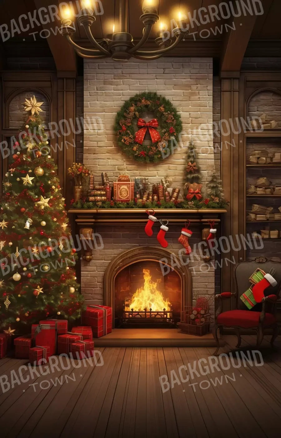 Christmas In The Woods 9’X14’ Ultracloth (108 X 168 Inch) Backdrop