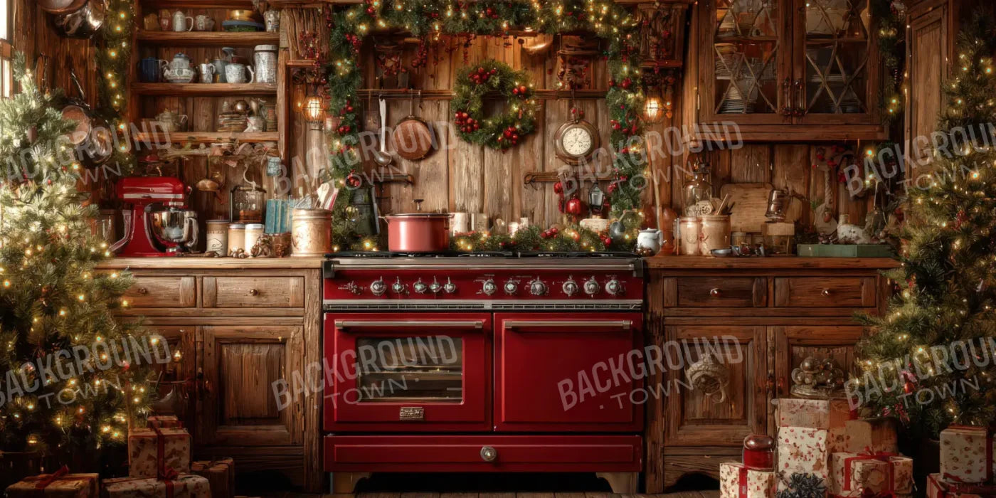 Christmas Kitchen 16’x8’ UltraCloth (192 x 96 inch) Backdrop